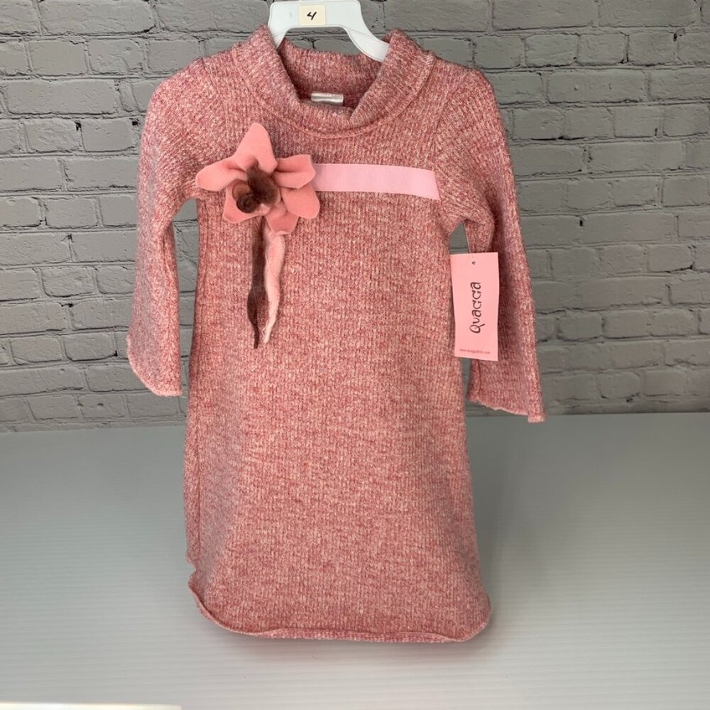 Quagga Dress Girl 4 Toddler Floral Felt Ribbon Long Sleeve Holiday Party Core Ne
